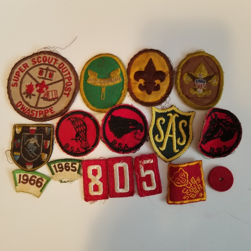 Lot of 1960s BSA Boy Scouts Rank Troop Badges Patches cut-edge Patrol Medallions